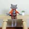 17" Brown & Orange Sitting Boy Herringbone Design Fox Plush